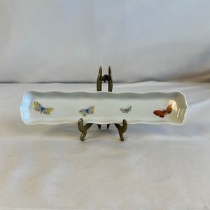 Limoges France Porcelain Butterflies Slender Rectangular Tray